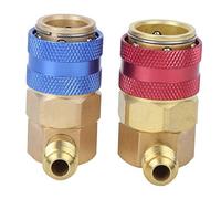 BONKZEBU R134A Air Conditioning Quick Coupler Durable 90 Degree Connector Adapter for Acme 1/4 Inch Service Port Copper 2 Units