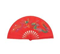 BONKZEBU Red Tai Chi Martial Arts Kung Fu Bamboo Fan Right Hand Wushu Dance Practice Training Chinese Tai Chi Folding Fan Kung Fu Fan Martial Arts Fans