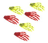 BONKZEBU Skeleton Hands Bone Hair Clips, Unique Skull Design for Halloween Party, 6 Pieces Rock Horror Hair Clips for Friends Cosplay, Neon Yellow and Red