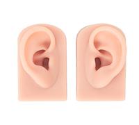 BONKZEBU Soft Silicone Ear Model, Flexible Piercing Practice, 2PCS Human Ear Model Display Props with Skin Touch Feel, Ideal for Novice Piercing and Acupuncture Training (Light Skin Tone)