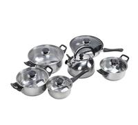 BONKZEBU Stainless Steel Cookware Set, Durable, Complete Cooking Solution for The Kitchen. Material: Pots, Pans, Non-Stick Frying Pan for Family and Friends, Black Handle