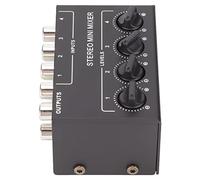 BONKZEBU Stereo 4 Channel Mixer Easy to Use Line Mixer for Mixing Instruments, CD Players, Tape Players, No Batteries Needed, for Computers Mobile Phones Tablets, Metal/Black