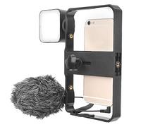 BONKZEBU Vlog Live Phone Cage Fill Light Set with Microphone, Free and Controllable Dimming, Professional Noise Reduction, Black/2.2-3.4in, 49 LED Lights, Perfect for Vlogging and Beauty Videos