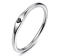 Bonlavie 925 Sterling Silver Promise Rings for Women Simple Carve Heart Wedding Band Stackable Ring for Her Size T