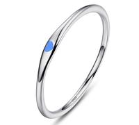 Bonlavie 925 Sterling Silver Rings for Women Simple Heart Ring with Blue Enamel Wedding Band Stackable Promise Ring for Her Birthday Valentine Jewelry Gifts Size J 1/2