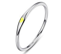 Bonlavie 925 Sterling Silver Rings for Women Simple Heart Ring with Yellow Enamel Wedding Band Stackable Promise Ring for Her Birthday Valentine Jewelry Gifts Size J 1/2