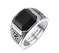 Bonlavie Celtic Knot Signet Ring for Men, Black Onyx 925 Sterling Silver Mens Engagement Thumb Ring Obsidian Jewelry Valentine's Day Gift Size S