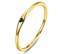 Bonlavie Gold Plated 925 Sterling Silver Rings for Women Simple Carve Heart Wedding Band Stackable Promise Ring for Her Size L 1/2