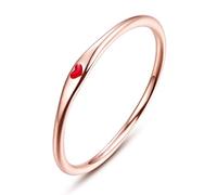 Bonlavie Rose Gold Promise Rings for Women Red Heart Carve 925 Sterling Silver Stacakble Ring Eternity Rings Size P 1/2