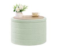 Bonlife Extra Large Folding Round Ottoman with Storage,Boucle Ottoman Stool, Footstool Seat Coffee Table,Toy Box Storage,Footrest Stool for Living