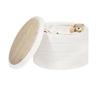 Bonlife Large Round Ottoman with Storage,Folding Boucle Stool,Ottoman Coffee Table,Chest Toy Box,Footstool for Living Room,Bedroom,White,56x56x40cm