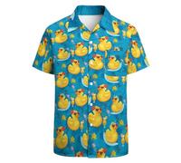 BONLOR 80s Shirts for Men Retro 90’s Shirts Hawaiian Shirt Novelty Button Down Shirts Disco Shirt Funny Party Outfits, White-hawaiian Duck, XL
