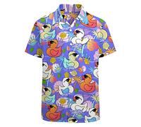 BONLOR 80s Shirts for Men Retro 90’s Shirts Hawaiian Shirt Novelty Button Down Shirts Disco Shirt Funny Party Outfits, Duck, Large