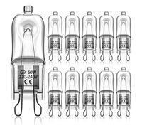 Bonlux 10-Pack 60W G9 Halogen Bulbs, Dimmable Warm White Capsule for Cooking Lighting, Wax Lamp, RV Light, Chandelier and Ceiling Lights, 220V-240V