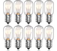 Bonlux 10-Pack Salt Lamp Bulbs E14 16W Fridge Bulb High Temp 300° Oven Light Bulbs Dimmable E14 SES Small Edison Screw Pygmy Lamp Bulbs T22 Tubular Appliance Light Bulb