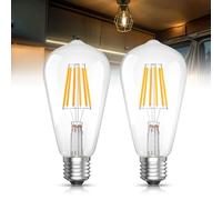 Bonlux 12V E27 Screw Bulb, Low Voltage 6W LED Screw in Light Bulb 60W Equivalent, AC/DC12-36V 2700K Warm White E27 LED Filament Bulbs, Non-dimmable for RV Camper Marine Yacht Solar System-2Pack