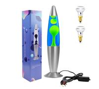 Bonlux 13.5-Inch Blue and Green Liquid Motion Lamp Classic Motion Relaxing Mood Lamp Stress-Relief Retro Decorative Illumination, 2X E14 R39 Reflector Bulbs 220V