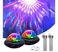 Bonlux 2 in 1 Disco Ball Light, 2 Pcs Sound Activated Mini Disco Balls with 7 RGB Colours, USB Dimmable for Parties, Kids, Home, Festival, Gathering