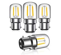 Bonlux 2W B22 LED Pygmy Light Bulbs, Bayonet Cap BC Clear Bulb 240V 15W Incandescent Equivalent, Warm White 2700K for Sewing Machine, Appliance Lamps, Night Light (4-Pack)