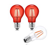Bonlux 2X 6W Red Led Light Bulb, E27 A60 Red Filament Led Bulb, 60W Incandescent Replacement, Suitable with Festival Lighting, Bar/Party/Indoor/Outdoor Decoration Lighting,Halloween,Christmas Light