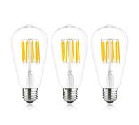Bonlux 3-Pack 10W ST64 E27 LED Long Filament Bulb Natural White 4000K Edison Screw ES LED Squirrel Cage Antique Bulb 100W Halogen Equivalent (Non-dimmable)