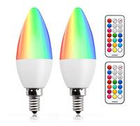 Bonlux 3W E14 Colour Changing Light Bulb, Dimmable Warm White 3000K+RGB with Remote Control, 12 Colors with Memory Timer Function for Home Decoration, Party, Bars, Mood Lighting(2Pcs)