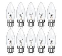 Bonlux 40W Bayonet Light Bulbs B22 Warm White 2600K Dimmable C35 Clear Candle Light Bulbs Filament Bulb CRI 80+ 360LM for Chandeliers Fittings Pendant Lighting, AC 220-240V 10 Pack