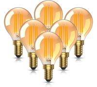 Bonlux 4W E14 LED Light Bulbs Small Screw,Vintage Small Edison Screw Bulb Amber Glass 2200K Warm White,Retro E14 LED Filament Bulb Replace 35W SES Golf Ball Bulb for Decorative Lighting-6Pack