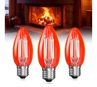 Bonlux 4W E27 Red Light Bulb, C35 ES LED Candle Bulb - 40W Equivalent Red Bulb, Clear Glass Fireglow Bulb Non-dimmable for Fireplaces, Christmas, Halloween, Sleep, Table Lamp - 3Pack