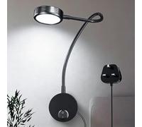 Bonlux 5W Wall Mounted Reading Light, Flexible Gooseneck LED Wall Lamp Headboard Light Cool White 6000K with Plug & Switch for Books in Bed, Studying, Nightlight, Working Light