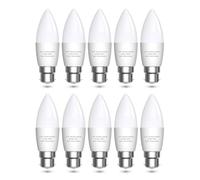 Bonlux B22 LED Candle Light Bulbs Bayonet 60W Equivalent, 7W Bayonet Light Bulb B22 LED Candle Bulb Warm White 3000K for Chandelier, C37 Energy Saving Light Bulbs 600LM, Non-Dimmable, Pack of 10