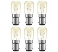 Bonlux BA15D Small Bayonet Light Bulb Pygmy Bulb15W Bayonet SBC B15 Bayonet Light Bulb T25 Appliance Bulbs for Oven >300°C, Microwaves, Salt Lamp, Sewing Machine, Fridge, Warm White 2200K (6-Pack)