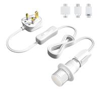 Bonlux Bottle Lamp Kit, Bottle Lamp Adaptor Kit UK 3-pin Plug, E14 Table Lamp Fittings Bulb Holder Kit, Bottle Lamp Conversion Kit, DIY Lamp Making Kit, Bottle Light Fittings For Lamps Electric, White