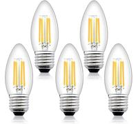 Bonlux C35 Filament Candle LED Bulb 4W Dimmable Warm White 2700K Edison Screw ES Vintage Candle Light Bulbs (5-Pack) 35W 40W Halogen Replacement Decorative Chandelier Bulbs