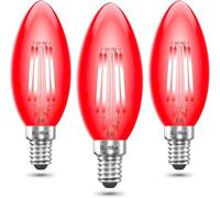 Bonlux E14 LED Light Bulb 4W Red Filament LED Bulb SES 220V Red Light Bulb E14 Small Edison Screw Lamp Bulb Fireglow Candle Bulbs 40W Replacement for Halloween Christmas Holiday Party 3Pack