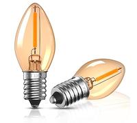 Bonlux E14 LED Night Light Bulbs (2 Pack) - Vintage Candle, Ultra Warm White 2200K, 0.5W, SES, C7, Amber, Salt Lamp, Candelabra Base