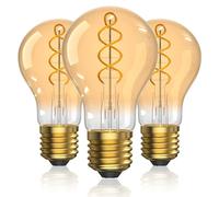 Bonlux E27 LED Bulb 2000K Amber Warm 4W Equivalent 35W A60 GLS Vintage Spiral Filament LED Edison Screw Bulb Energy Saving Lamp Retro E27 Screw Bulb for Cafe, Bar, Mood/Decorative Lighting -3Pack