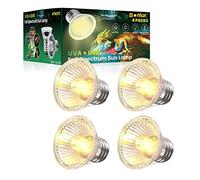 Bonlux E27 Reptile Heating Bulb Dimmable, 50W UVA+UVB Full Spectrum Sun Lamp Sunbathe Heat Lamp for Lizard Turtle Snakes Aquarium Aquatic Reptile and Amphibian (4-Pack)