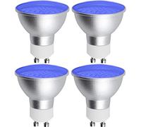 Bonlux GU10 Blue LED Spotlight Bulbs, 5W GU10 Blue Coloured Spot Light AC 220-240V 120 Degree Beam Angle 50W MR16 GU10 Blue Halogen Replacement for Wall Washer Lamps Landscape Lighting, 4-Pack
