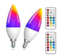 Bonlux LED E14 Colour Changing Light Bulb, 3W Dimmable Warm White 3000K+RGB E14 Candle Bulb with Remote Control, Memory Timer Function, SES Edison Screw for Home Decoration, Party, Bar(2-Pack)