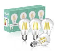 Bonlux LED E27 Edison Screw Dimmable Filament Light Bulb Cool White 6000K ES A60 GLS Shape Antique Classic Lamp Bulb 80W Halogen Equivalent 750LM Energy Saving Bulb(4-Pack)