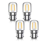 Bonlux LED Pygmy Light Bulbs, 2W Bayonet Cap BC Clear LED Night Light Bulb 15W Replacement, Warm White 2700K for Sewing Machine, Bedside Lamps, Table Lamps, Deco Lamp, 4-Pack