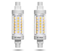 Bonlux R7s LED Bulb 78mm 8W Warm White 3000K Dimmable, 80W R7s J78 Linear Halogen Bulb Replacement, 230V 78mm R7s J Type Double Ended Base for Floodlight Security Light and Landscape Lighting, 2 Pack