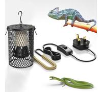Bonlux Reptile Heat Lamp With Guard - 100W Ceramic Bulb Heater, Infrared Holder With Anti-Hot Bracket Cage for Tortoise, Lizard, Turtle, Snake, Chicks