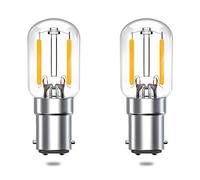 Bonlux Sewing Machine Bulb LED 2W SBC B15 Pygmy Bulb 15W Bayonet Incandescent Bulb Replacement Ba15d 240V Small Bayonet Cap Clear Filament Appliance Lamp, Warm White 2700K (2-Pack)