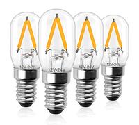 Bonlux T22 E14 LED Filament Light Bulb Low Voltage AC/DC 12V-24V, 2W SES Clear LED Bulb Warm White 2700K for RV Camper Marine, Truck, Boat, Solar Power Lamp (Not 230V, 4-Pack)