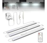 Bonlux Under Cabinet Kitchen Light with Remote, Dimmable Under Cabinet LED Strip Light Cool White 6000K, Linkable LED Under Counter Lights for Plug in Under Kitchen Cupboard Cabinet Lighting(3x12IN)