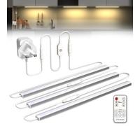 Bonlux Under Cupboard Kitchen Lights, Linkable Under Cabinet Kitchen Light Mains DC 12V Warm White 3000K, Dimmable Under Counter Lights with Remote and UK Plug for Cupboard Cabinet(3x12IN)