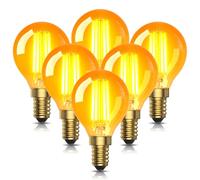 Bonlux Vintage E14 LED Light Bulb Warm White 4W Amber 2200K, Small Edison Screw Filament Bulbs, SES G45 Golf Ball Bulb, Replace 35W, Non-dimmable for Table Lamp, Decorative Lighting-6Pack