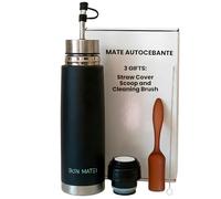 BONMATEI NEW Premium Automate - Self-Serving Stainless Steel Mate Bottle 16.9 fl oz | 2-in-1 Thermal Mate Cup with Built-in Bombilla | Keeps Drinks Hot or Cold | Ready to use (Black w/a)